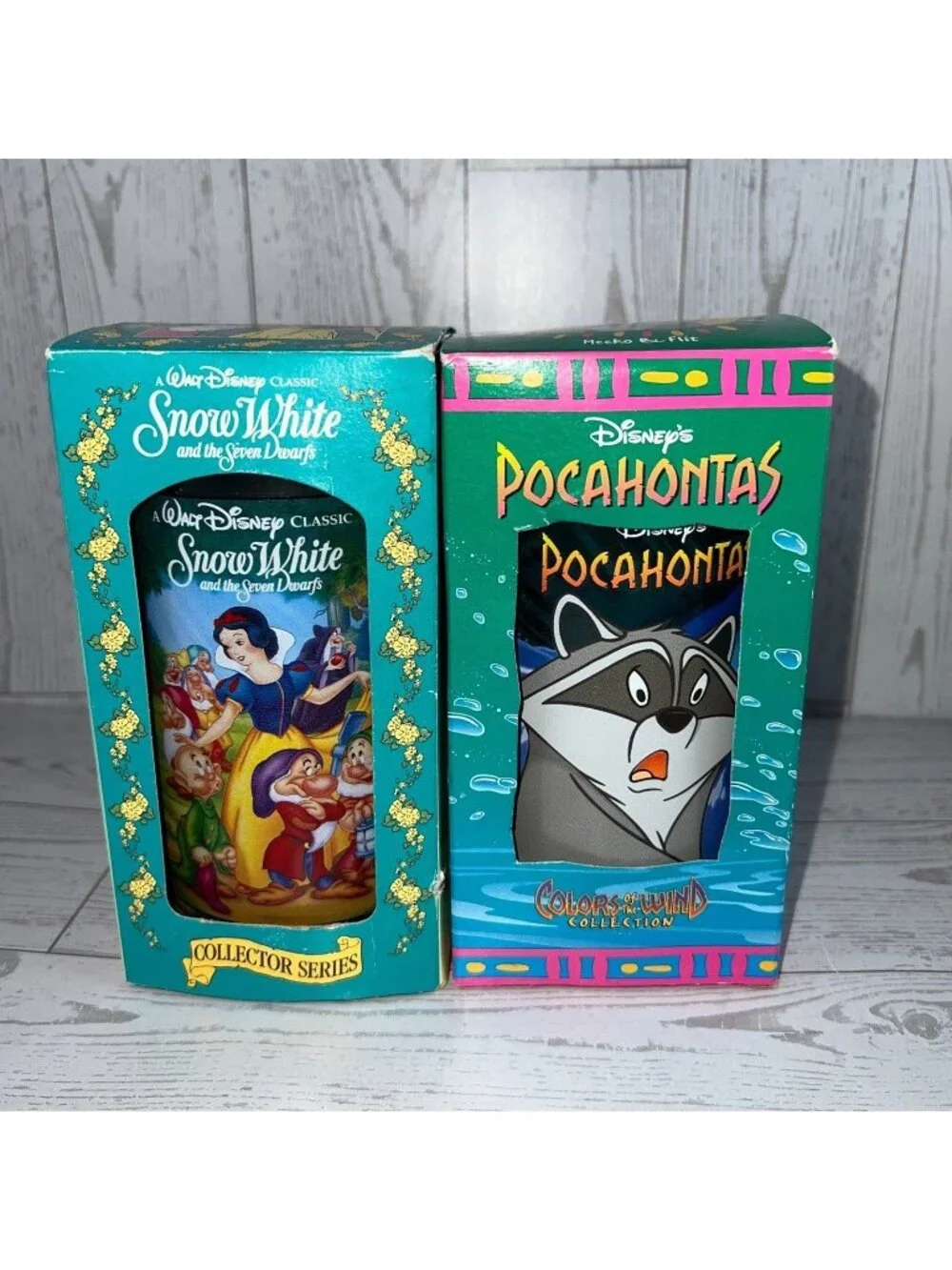2 Vintage Disney Burger King Glasses Snow White Pocahontas 1994 Collector Series - Picture 1 of 6